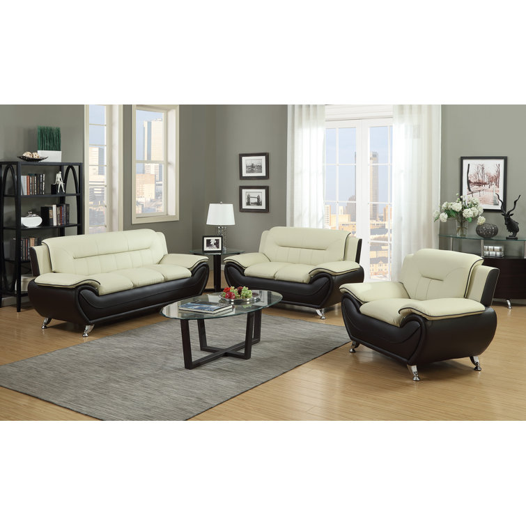 Orren Ellis Quadree 3 Piece Faux Leather Living Room Set & Reviews